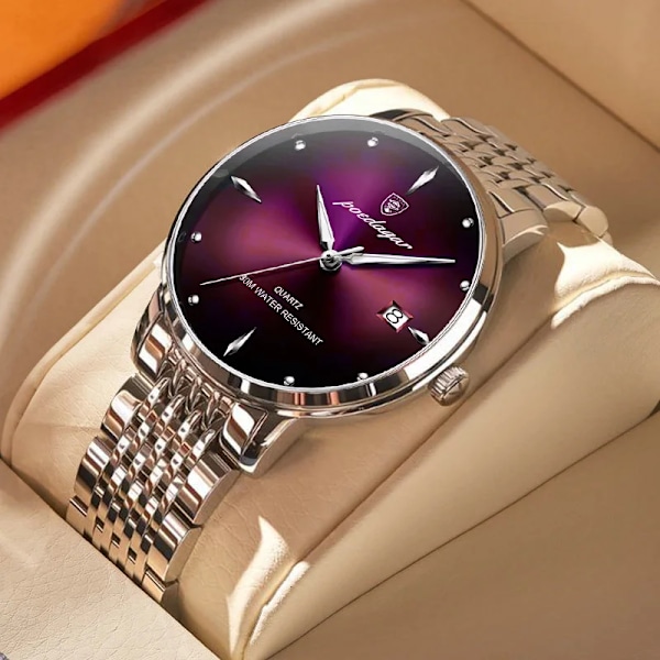 POEDAGAR Ultra Tunn Män Quartz Armbandsur Vattentät Lyx Märke Lysande Watch Man Rostfritt Stål Casual Gåvor