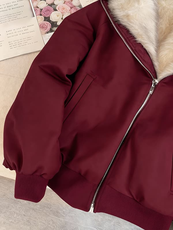 Dame Efterår Vinter Jakke Smart Farveblok Vævet Overtøj S Deep Red