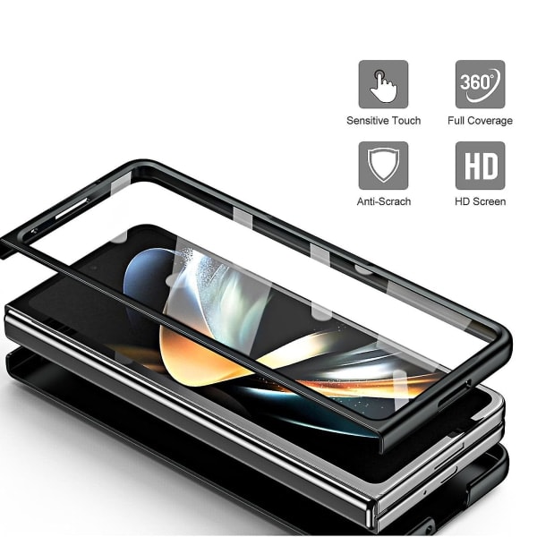 Galaxy Z Fold 5 -kotelo S Penillä ja S Pen -lokerollla, sisäänrakennettu näytönsuoja ja teline Samsung Galaxy Z Fold 5 -kotelolle, Sininen