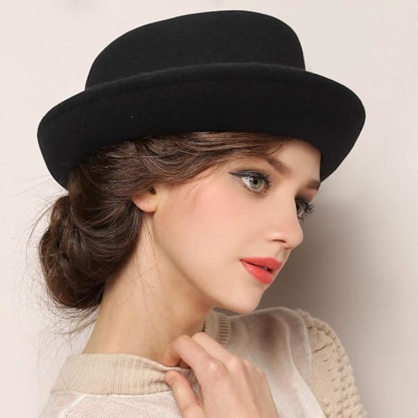 Hütte Fedora Filt Hatt for Menn og Kvinner Svart Hütte-X71-