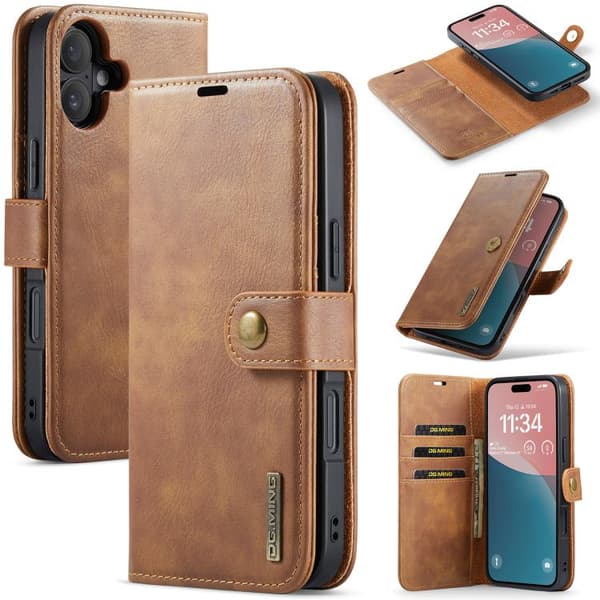 iPhone 17 Leather Case with Crazy Horse Texture and Detachable Magnet