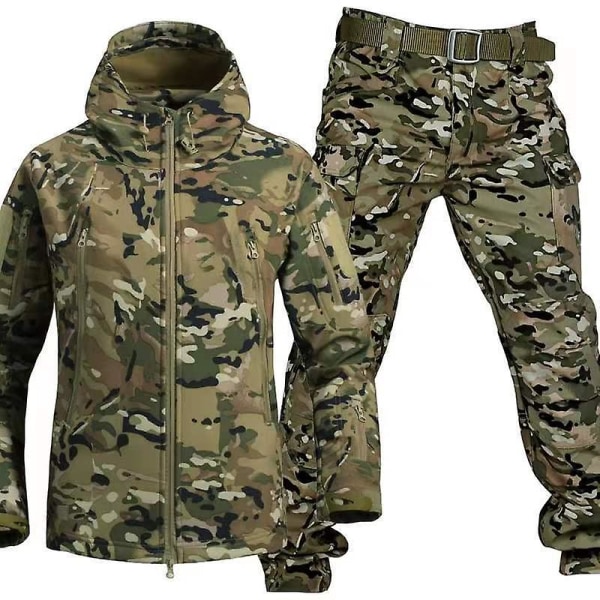 Hösten och vintern Soft Shell Hajskinn varm kostym män och kvinnor med samma utomhuskläder Special Forces kamouflage träningskläder cp XXL