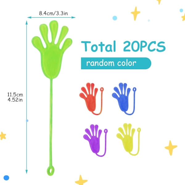 20 stk Sticky Hands, Sticky Stretchy Lekesett, Nyhetsleker for barn, Party Bag Fillers, Barnefødselsdagsgaver, Barnefestutstyr