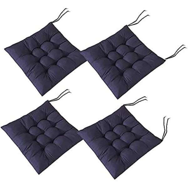 4 stk Bløde Stolsdyner, Stolsæde Puder med Bånd, Stolskudder Spisestue til Have Terrasse Køkken Spiseplads (40x40cm)