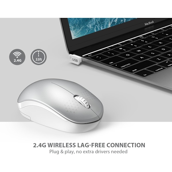 Trådløs mus, 2.5G lydløs mus med USB-modtager - Bærbar -X71-