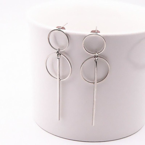 Mode enkel punk örhängen guld silver färg tofs lång sektion storlek cirkel hänge för damer gåvor COLOR e103jin