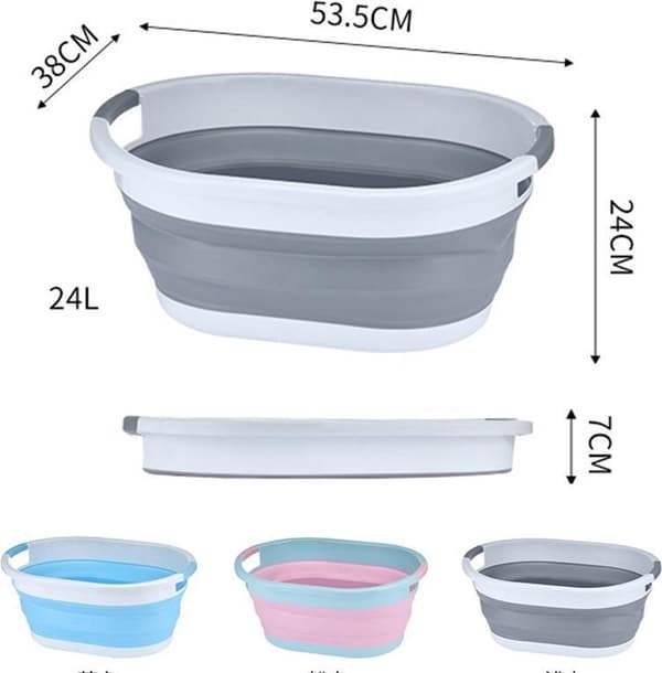 Silicone Folding Laundry Basket - Collapsible Laundry Hamper - Space-Saving 25L Laundry Basket