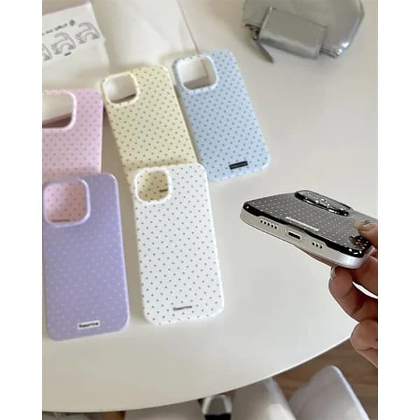 inewateri iPhone 13/14 Case, Cute and Stylish Polka Dot Pattern, Soft TPU Ultra-Thin Protective Cover, White.