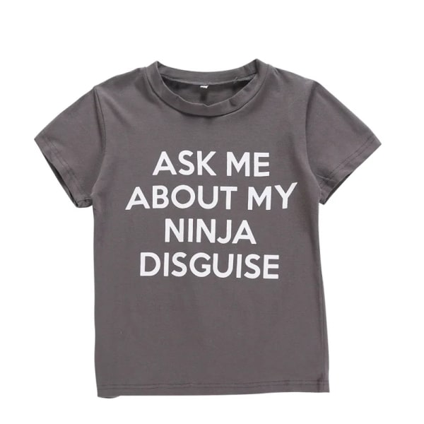 Rolig Ninja förklädnad T-shirts Förälder-barn Interaktion Spel Toppar för män T-shirt Pojke Skjortor Kläder Barn M Gray