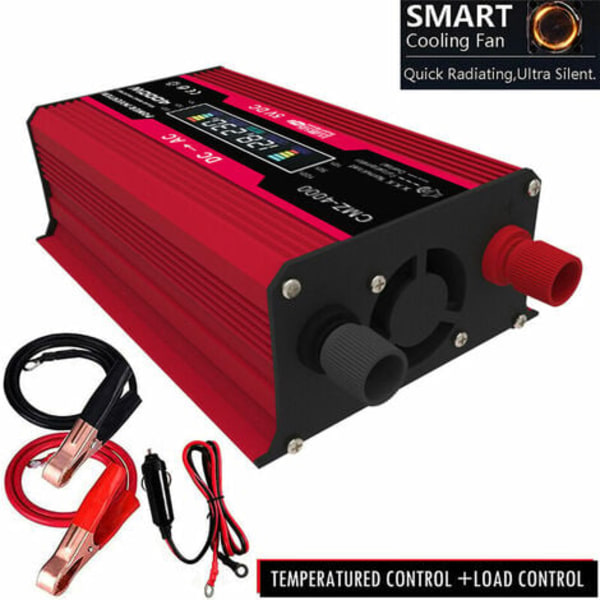 4000W Topp Effekt Modifierad Sinusvågsomvandlare LED-display 300W Nominell Effekt Inverter DC 12V till AC 110V/220V Omvandlare