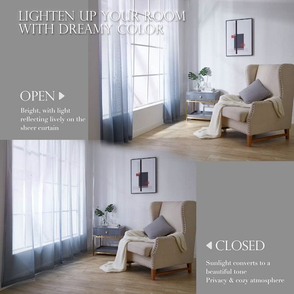 Skira Gardiner Vit Grå Skir Ombre Gradient Öljett Skir-X71-