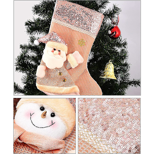 3-pack 16\" Docka Jul Paljettstrumpor Julklappspåse Barn-X71-