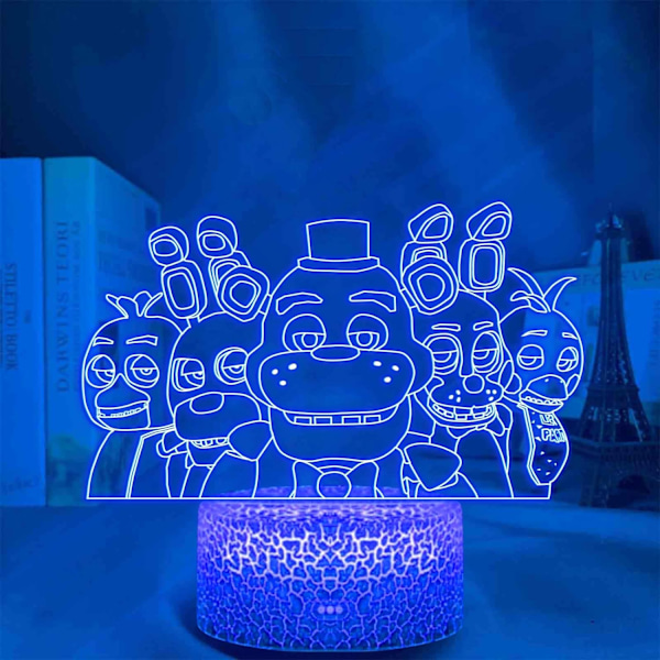 Nattlampe Anime Five Nights at Freddy's Soveværelseslampe Dekoration Fødselsdagsgave Five Nights at Freddy's 7 Farver Akryl Lys til Børn