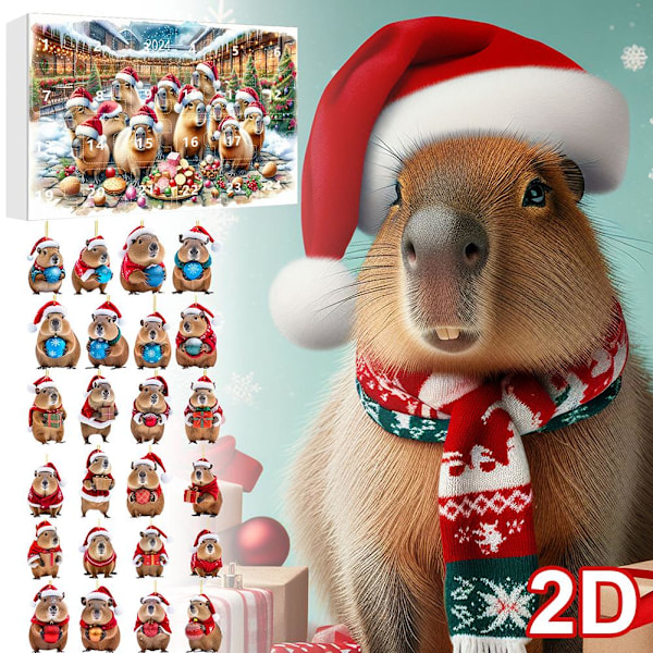 Capybara Adventskalender 2024, 2D Akryl Capibara Hänge B 1pcs