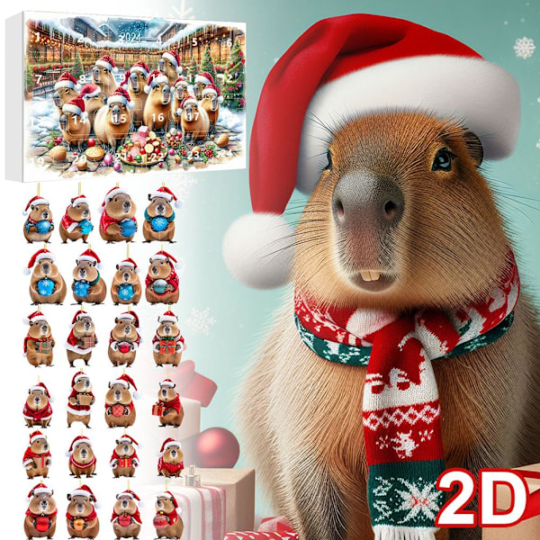 Capybara Adventskalender 2024, 2D Akryl Capibara Hänge E 1pcs