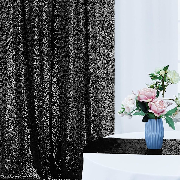 2×8Ft-2 stk. Svarte Paljettbakgrunn Gardiner Paneler, Fotografering