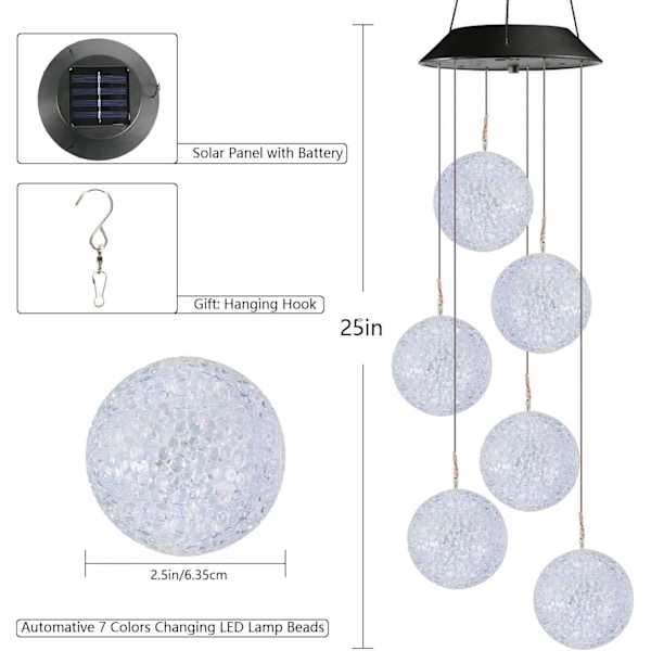 Ulkokäyttöön tarkoitetut tuulikellot, LED-pallo aurinkotuulikellot-X71-