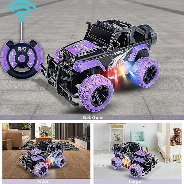 Radiostyrd Bil, Radiostyrd Lastbil Rc Bilar För Pojkar Flickor 3 4 5 6 År Gåvor, 1:20 Skala Offroad Lastbilar - Bästa Rc Leksaker (#lila)  (FMY)