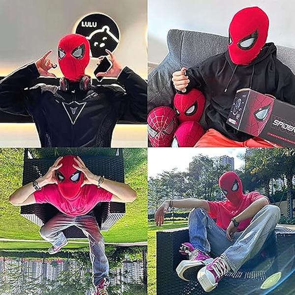 Mascara Spiderman Hodeplagg Cosplay Bevegelige Øyne Elektronisk Maske Spider Man 1:1 Fjernkontroll Elastiske Lekevarer For Voksne Barn Gave