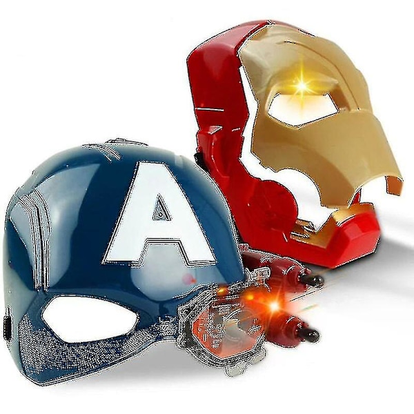 Kryc Marvel Avengers 4 Iron Man Captain America Mask Ljus Ljud Öppen Ansiktshjälm Mask För Barn Halloween