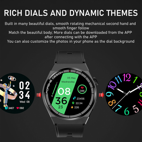 Smarta klockor Bluetooth samtal Watch Fitness med 1,28 tums HD-skärm, samtal, stegräknare, pulsmätare