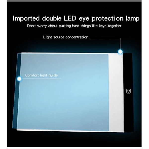 Lysplade A4 LED 3-trins Dæmper Lysbord Tegneplade Bærbar Diamond Painting-X72-
