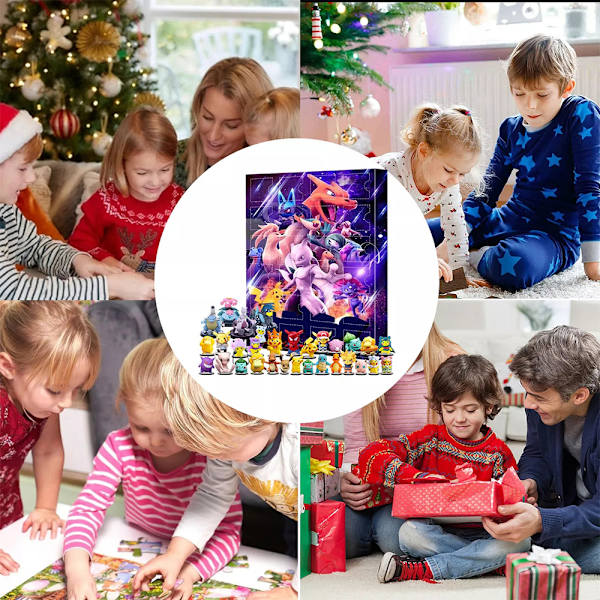 Pikachu Julekalender 2024, 24 figurer i blindbox, 24 dages nedtælling til jul, samlefigurer, legetøj, gaver til børn og voksne
