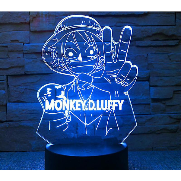 One Piece Anime -sarjan kosketusohjain Luova 3D Yövalo Sängilamppu USB-kosketuksella Värikäs