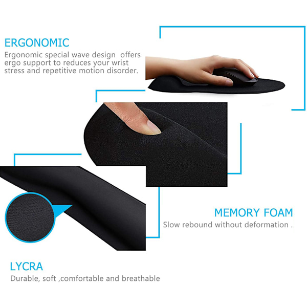 Hiiren alusta muistivaahto käden tuki ergonomia liukumaton hiiren alusta kämmen