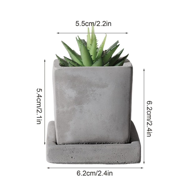 Cementkruka - Minisuckulenta växtkrukor med avtagbar fat grey 5.5cm