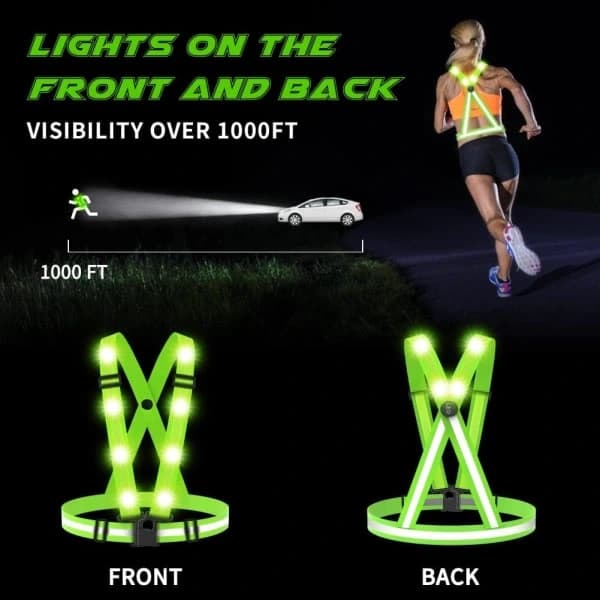 LED Refleksvest. USB Genopladelig Refleks Løbevest med