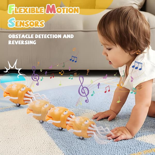 Dancing Octopus Toy, Octopus Toy, Automatic Crawling Dancing Octopus with Obstacle Detection, Crawling Octopus with LED Music yellow