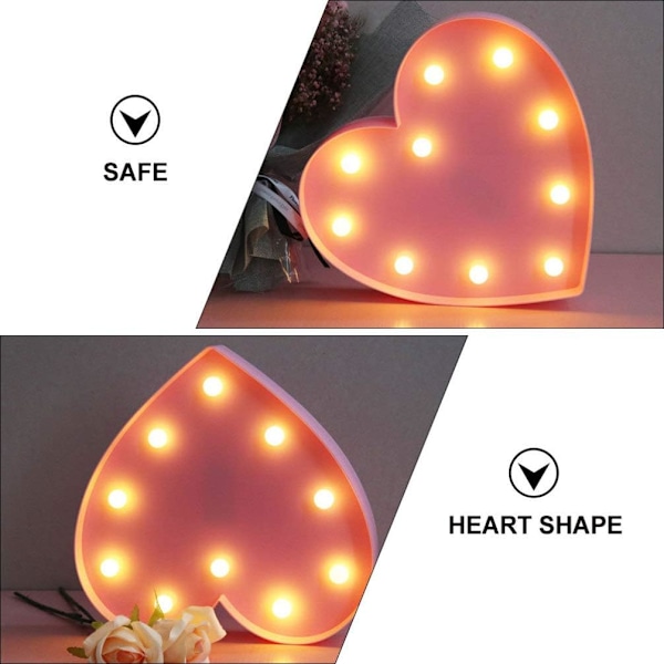 Hjerte Marquee Lys LED Kærlighed Romantisk Natlys Lysende Hjerte-X71-