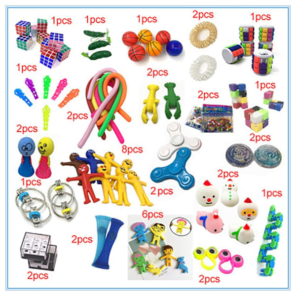50 kpl Fidget Pop it -lelusetti lapsille ja aikuisille