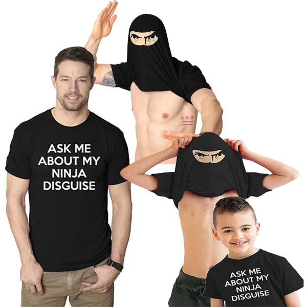 Rolig Ninja förklädnad T-shirts Förälder-barn Interaktion Spel Toppar för män T-shirt Pojke Skjortor Kläder Barn 110 Gray
