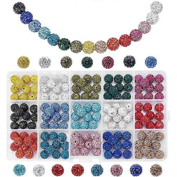 150 stk Rhinestone Perler 10mm Pave Discokugle Lerperler Polymerler Rhinestone Perler
