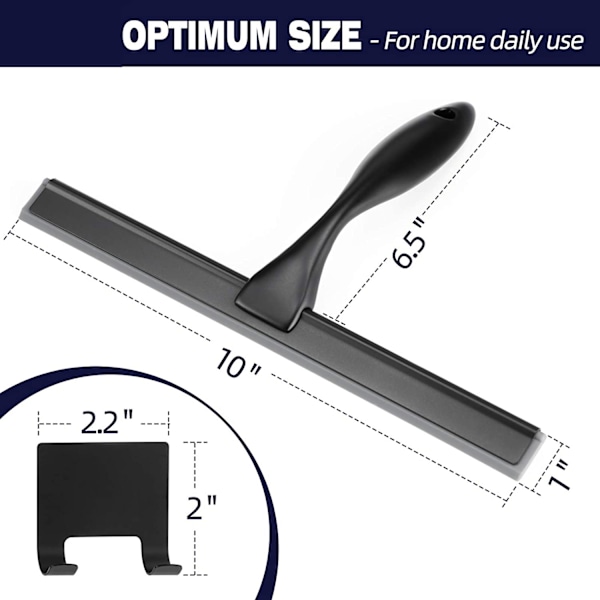 Dusjskrape, 10-tommers matt svart gummiskrape-X71-