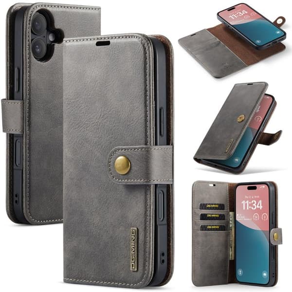 iPhone 17 Leather Case with Crazy Horse Texture and Detachable Magnet