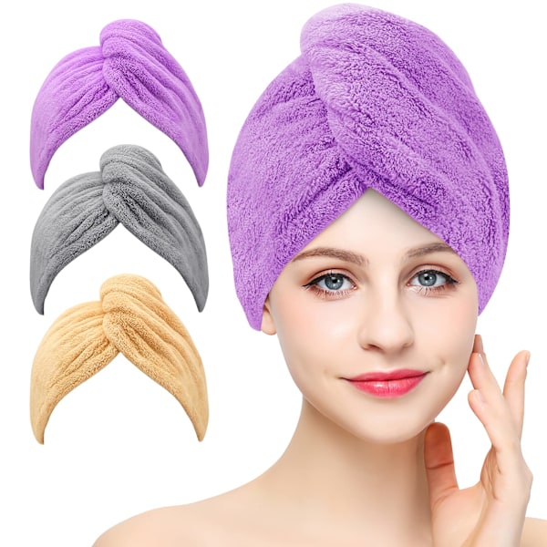 5 st Mikrofiber Hårhandduk Wrap Superabsorberande Twist Turban Torr