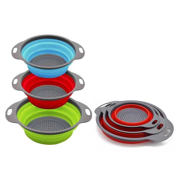 3-pack - Hopfällbara Durkslag / Silar - 3 storlekar