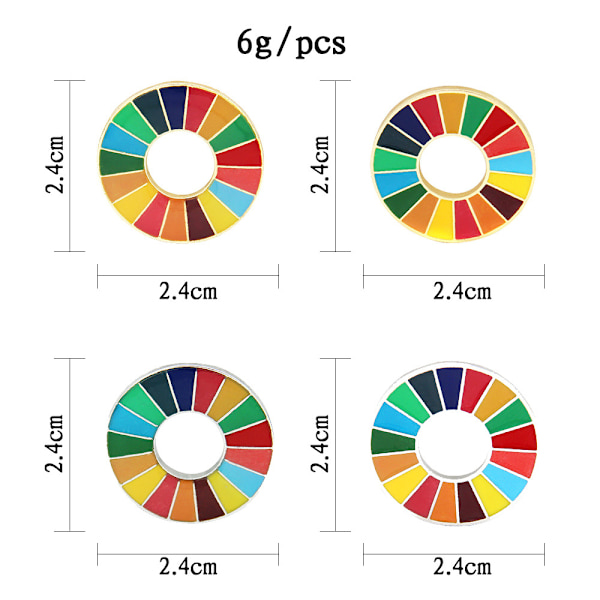 17 farver UN SDG Pin Badges (guld, sølv)-X72-
