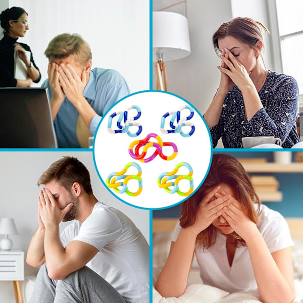 5 st Tangle Fidget Toy Twisty Toy Snake Toys Avkoppling Stress Relief Stim Tyst för barn och vuxna