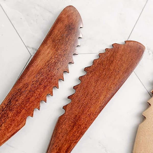[KK] 15 Pieces Wooden Spoon Fork Knife Cutlery Set Wood Dinnerware Set Kitchen Wooden Flatware Tableware