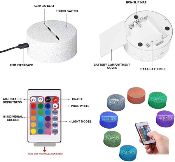 Creative Artistic Gymnastics 3D Night Light USB Powered Touch Switch-FQ-