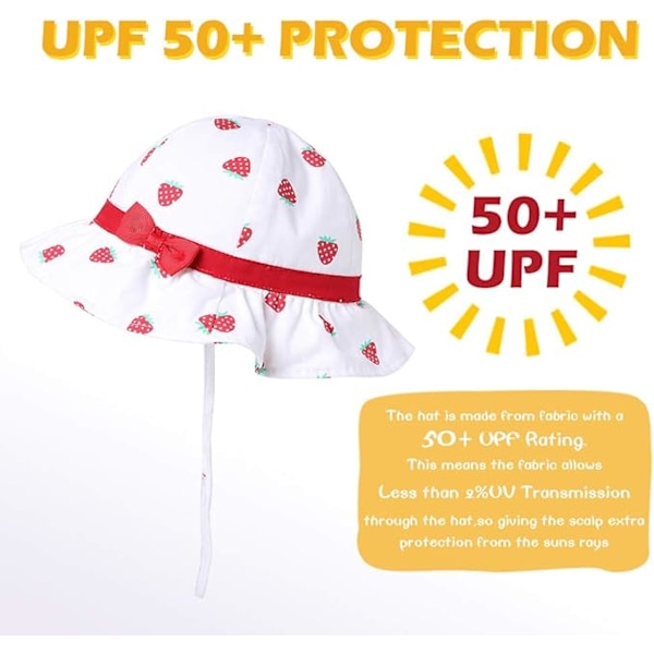 Baby Hat Bomuld Sommerhat Foldbar Solhat (Jordbær)-X71-