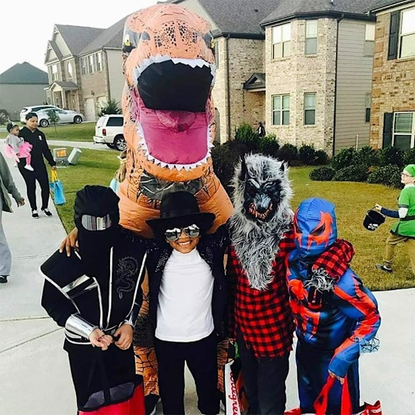 Oppustelig T-Rex Dinosaur Kostume Halloween Kostume Karnevalskostume til Voksne (Brun)