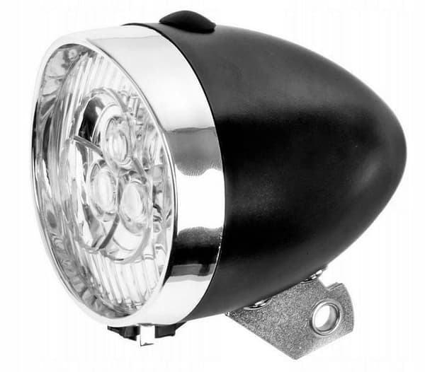 Retro Bicycle Lamp 3 LED Black for Fork with AAA Batteries Included