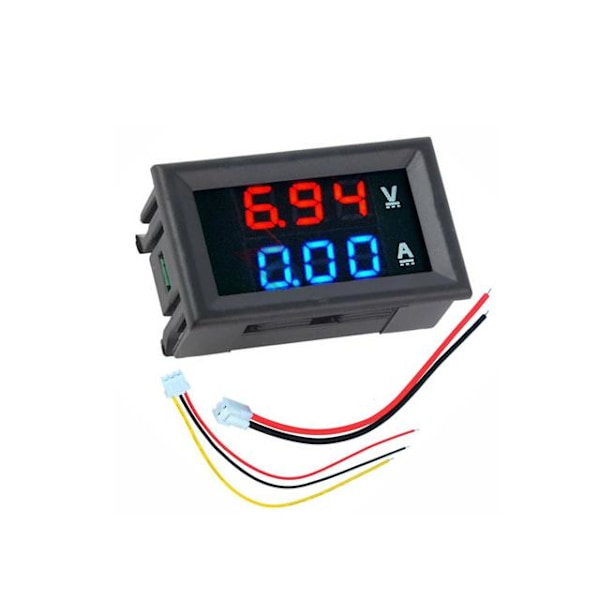 Voltmeter + Amperemeter 0-33V + 0-10A DC Digital LCD-skjerm