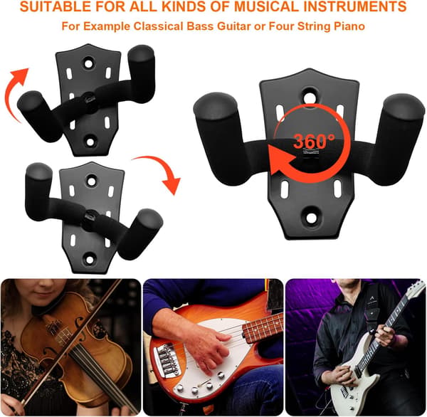 Gitarrväggfäste Hängare 2-pack, Metallgitarrhängare med Skruvar, Gitarrfäste med Skyddande Svamp, Gitarrhållare Stativ Passar för Bas/Gitarr-XF31-