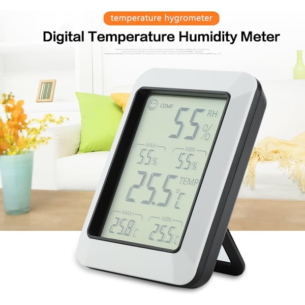 Digitalt LCD Hygrometer Temperatur LCD Fugtighedsmåler Indendørs
